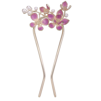 Clip de păr din aliaj, în formă de U, cu floarea camelliei – accesoriu pentru păr pentru femei (Material: aliaj; Stil: universal, feminin; Design: floare; Tratament: vopsire la cuptor)