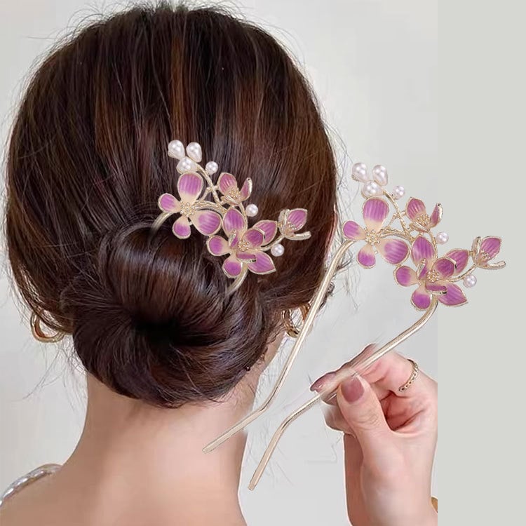 Clip de păr din aliaj, în formă de U, cu floarea camelliei – accesoriu pentru păr pentru femei (Material: aliaj; Stil: universal, feminin; Design: floare; Tratament: vopsire la cuptor)