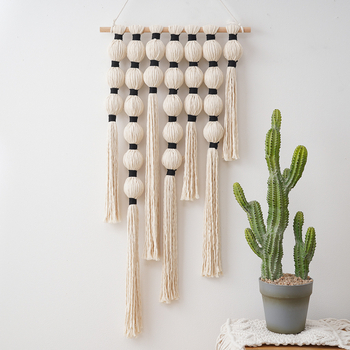 Σκανδιναβικό χειροποίητο ταπισερί από βαμβακερό σκοινί, μορφή κολοκύθας με φούντες, γεωμετρικό μοτίβο, κατάλληλο για σαλόνι, υπνοδωμάτιο και εμπορικούς χώρους