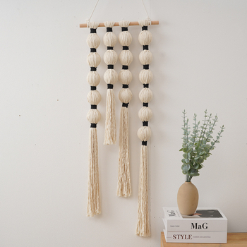 Σκανδιναβικό χειροποίητο ταπισερί από βαμβακερό σκοινί, μορφή κολοκύθας με φούντες, γεωμετρικό μοτίβο, κατάλληλο για σαλόνι, υπνοδωμάτιο και εμπορικούς χώρους