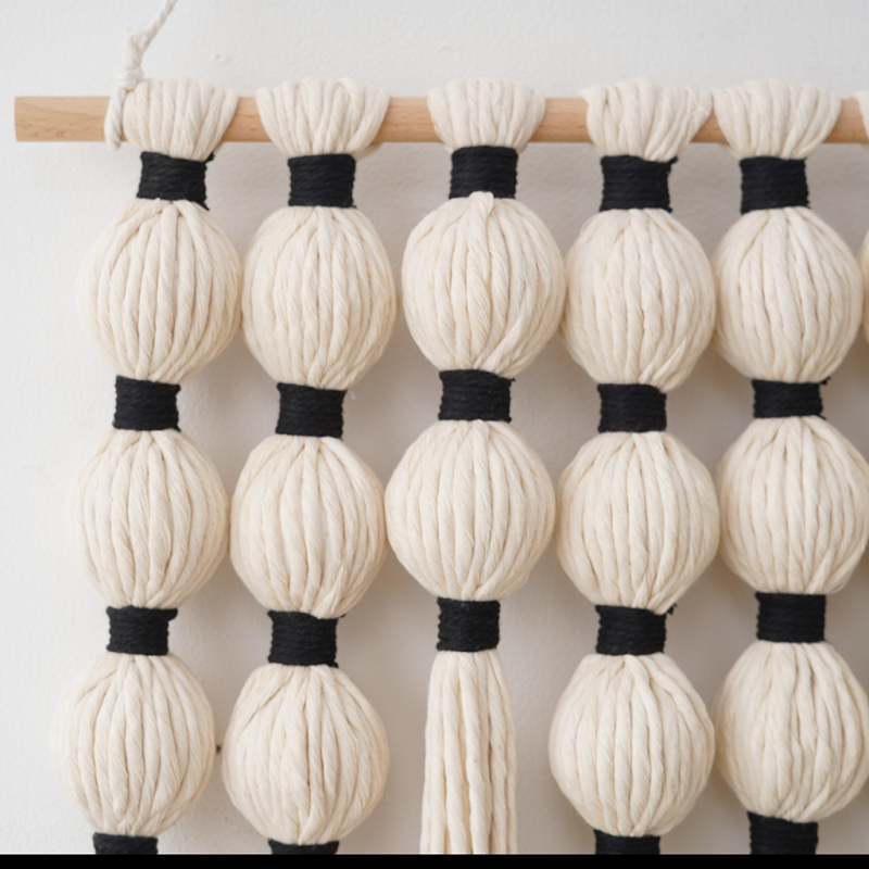 Σκανδιναβικό χειροποίητο ταπισερί από βαμβακερό σκοινί, μορφή κολοκύθας με φούντες, γεωμετρικό μοτίβο, κατάλληλο για σαλόνι, υπνοδωμάτιο και εμπορικούς χώρους