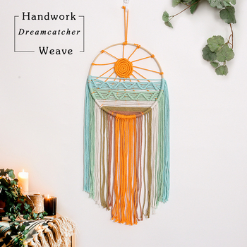 Κύκλιος υφαντός πίνακας από βαμβάκι, χειροποίητος, με στοιχεία από μπαμπού, σχέδιο τοπίου, στυλ INS Nordic