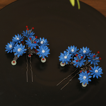 Agrafă de păr metalică cu flori, lucrată manual, accesoriu de păr vintage