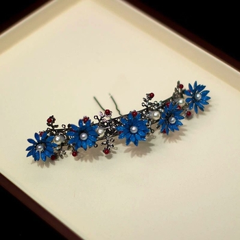 Agrafă de păr metalică cu flori, lucrată manual, accesoriu de păr vintage