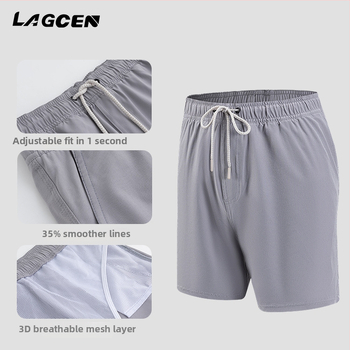 LAGCEN Мъжки еднотонни плувни шорти за крайбрежие, бързосъхнеща подплата, полиестер 92%/еластан 8%, подплата 100% полиестер, 160 g, стил briefs