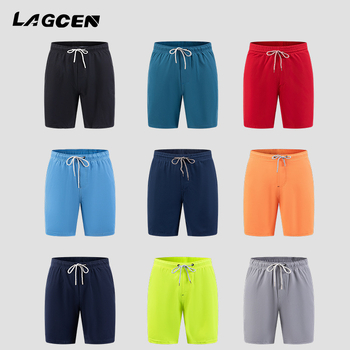 LAGCEN Мъжки еднотонни плувни шорти за крайбрежие, бързосъхнеща подплата, полиестер 92%/еластан 8%, подплата 100% полиестер, 160 g, стил briefs