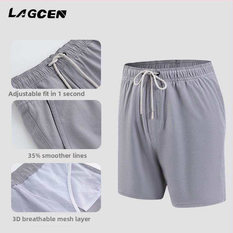 LAGCEN Мъжки еднотонни плувни шорти за крайбрежие, бързосъхнеща подплата, полиестер 92%/еластан 8%, подплата 100% полиестер, 160 g, стил briefs
