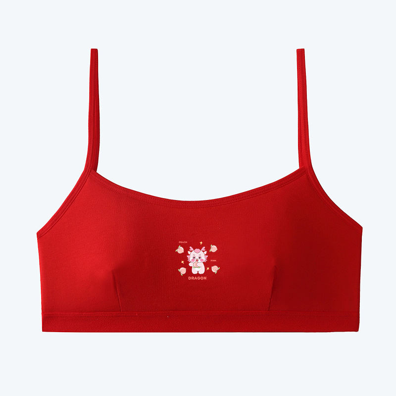 Dječji pamukasti set donjeg rublja za djevojčice, vest stil, košarica 1/2, tanko oblikovani košarica s pjenu, bez čeličnih prstenova, fiksni dvostruki remenčići, za uzrast 9-13