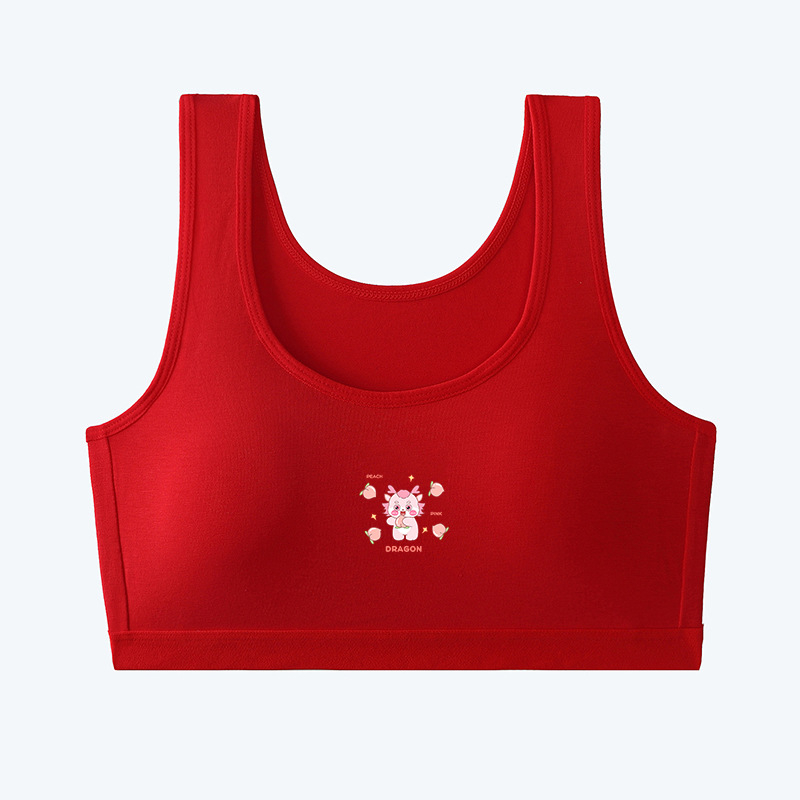 Dječji pamukasti set donjeg rublja za djevojčice, vest stil, košarica 1/2, tanko oblikovani košarica s pjenu, bez čeličnih prstenova, fiksni dvostruki remenčići, za uzrast 9-13