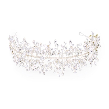 Metallna svadbena traka za kosu s kristalima — bridal headpiece, dodatak za glavu, ljeto 2021