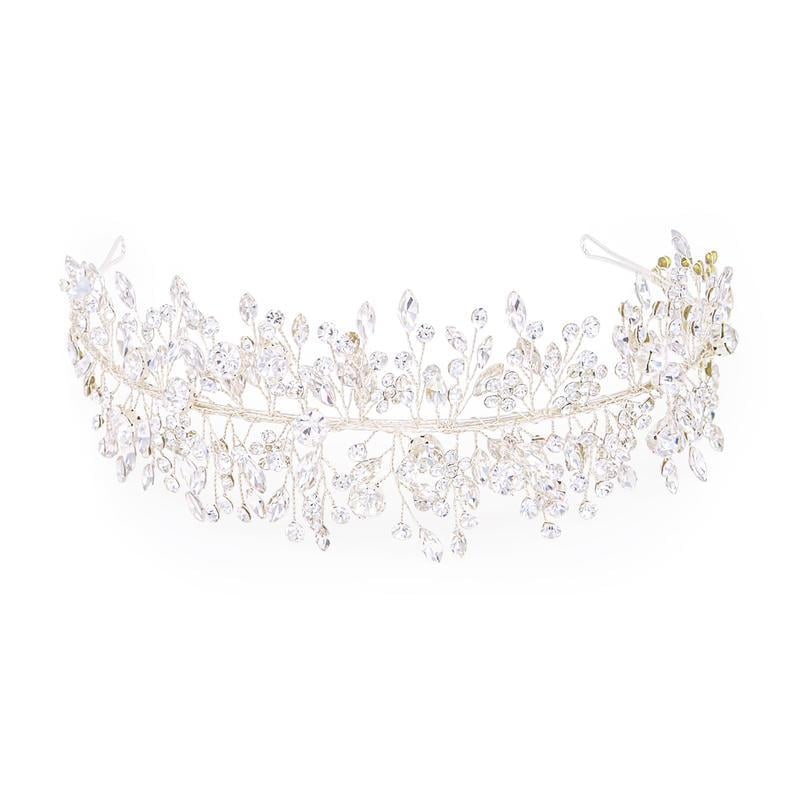 Metallna svadbena traka za kosu s kristalima — bridal headpiece, dodatak za glavu, ljeto 2021