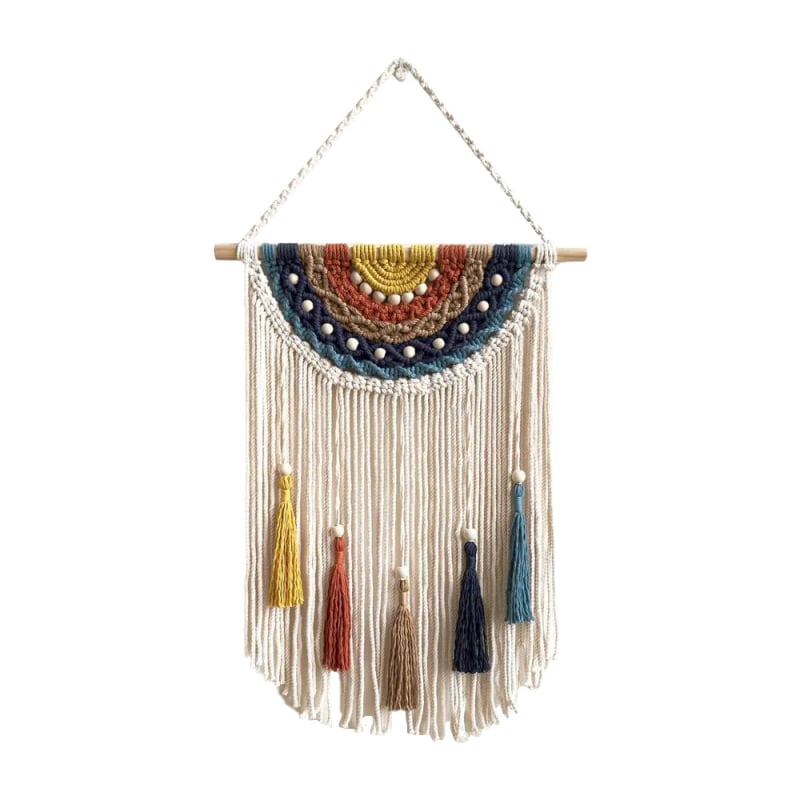 Ταπεστρία τοίχου από βαμβάκι, οβάλ μορφή, νορδικός στυλ, χειροποίητη ύφανση