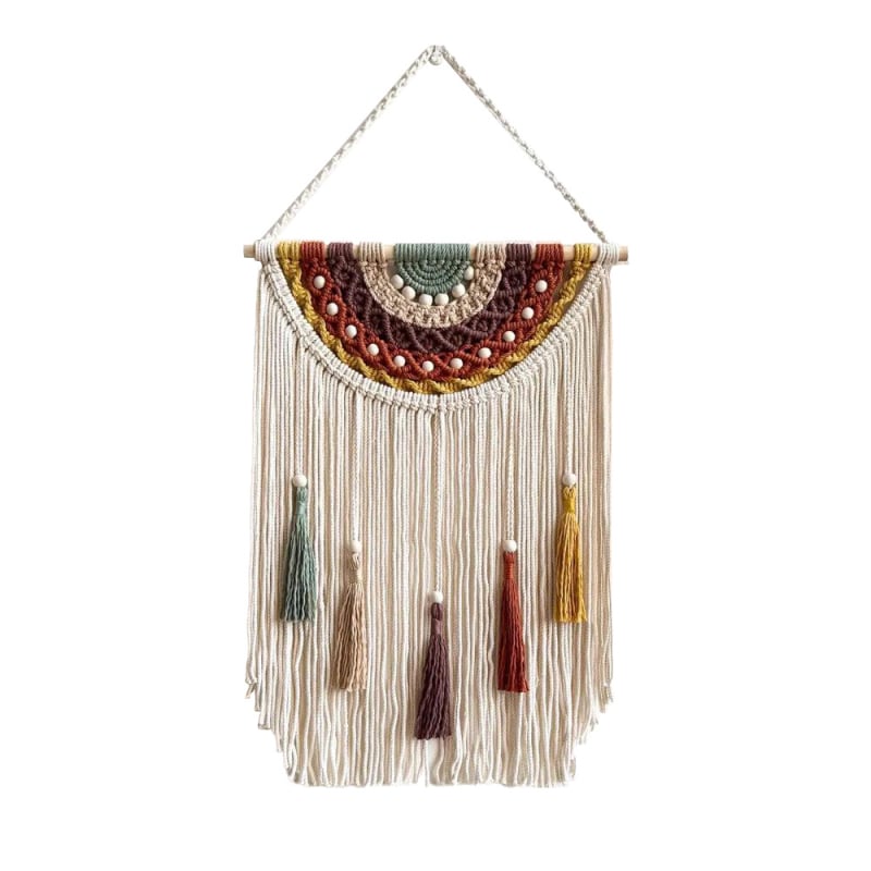 Ταπεστρία τοίχου από βαμβάκι, οβάλ μορφή, νορδικός στυλ, χειροποίητη ύφανση