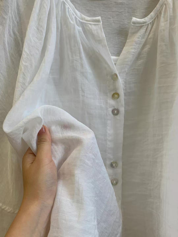 Ženska bluza-jakna od tankog šifona za zaštitu od sunca, slobodan kroj, srednja duljina, polo ovratnik, dugi rukavi, Tencel mješavina