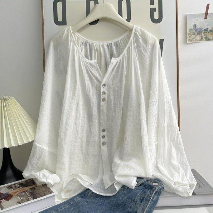 Ženska bluza-jakna od tankog šifona za zaštitu od sunca, slobodan kroj, srednja duljina, polo ovratnik, dugi rukavi, Tencel mješavina