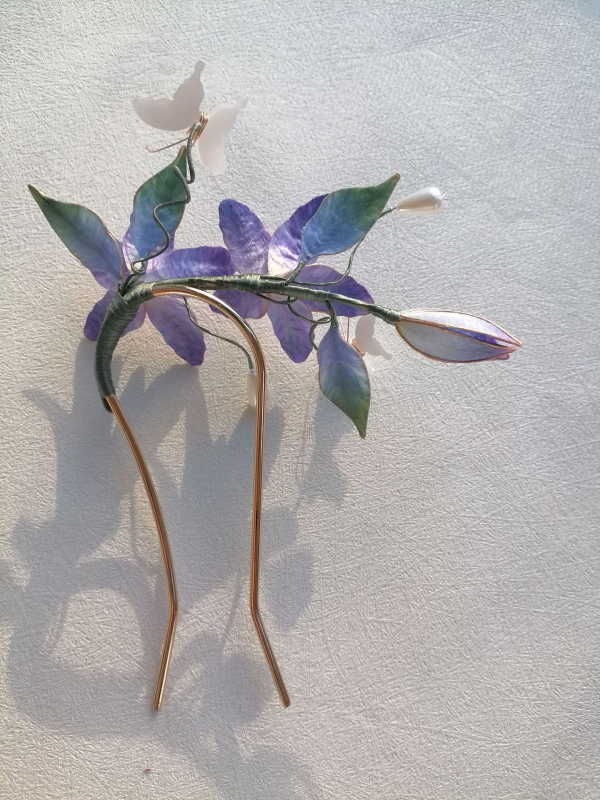 Selyemszálas gradient hajtű, kézzel készített bársonyos liliom virág, női fejfedő, nyári 2025 megjelenés