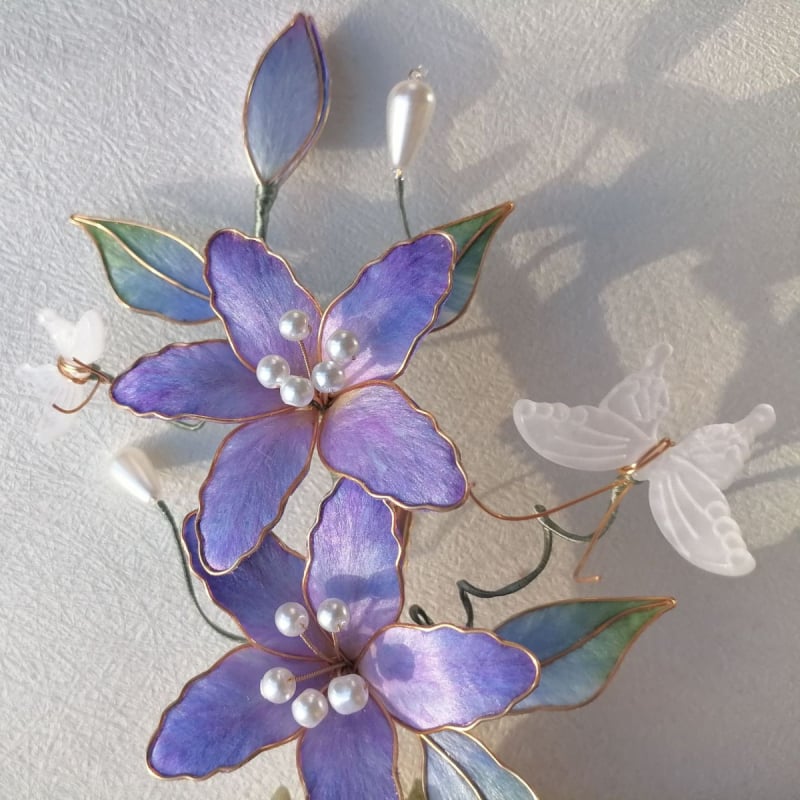 Selyemszálas gradient hajtű, kézzel készített bársonyos liliom virág, női fejfedő, nyári 2025 megjelenés