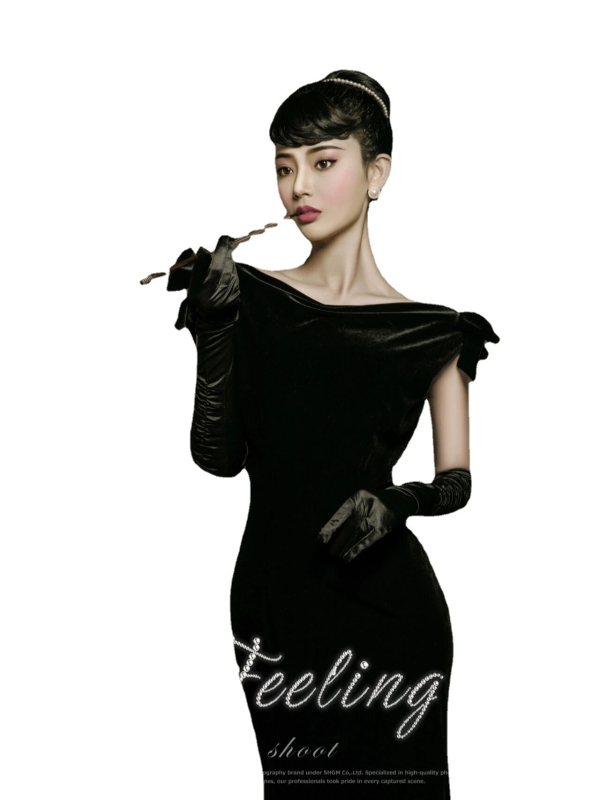 Haljina za studijsku fotografiju, Hepburn inspirirana retro elegancija, jednofarbna velur poliester tkanina (90% poliester), pogodno za scenske nastupe