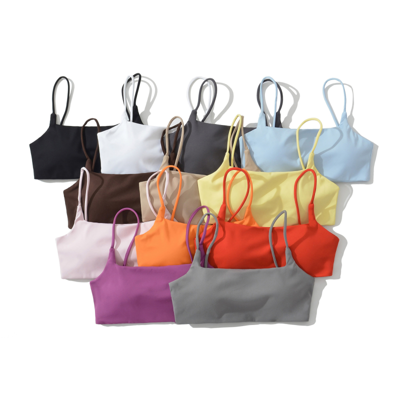 Dvostruko slojevita camisola sportska grudnjica sa kvadratnim izrezom – Slim Fit, integrirani Push-Up, Poliester/Spandeks 70–80%