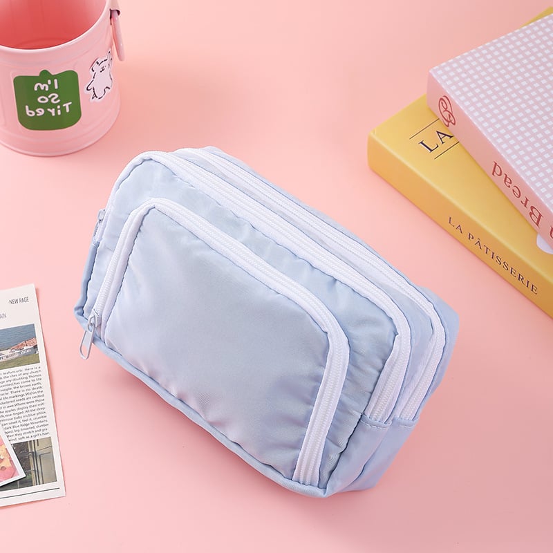 Penar pentru creioane cu fereastră, capacitate mare, design cu mai multe straturi, poliester, stil coreean