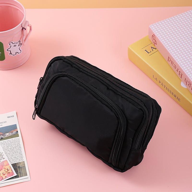 Penar pentru creioane cu fereastră, capacitate mare, design cu mai multe straturi, poliester, stil coreean