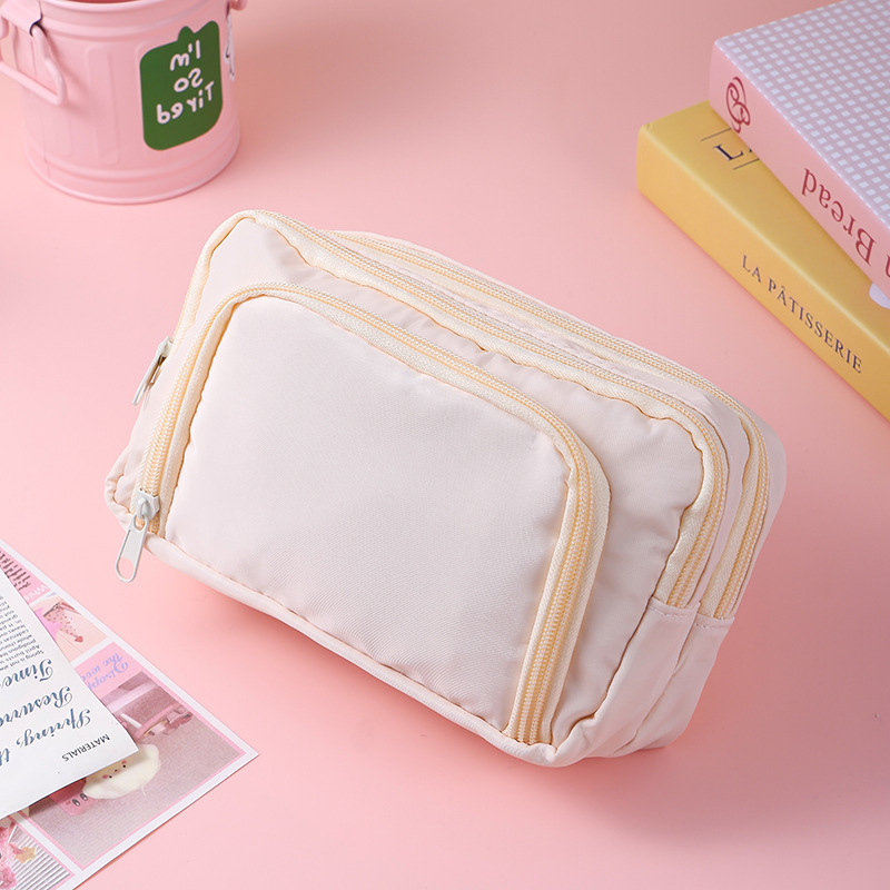 Penar pentru creioane cu fereastră, capacitate mare, design cu mai multe straturi, poliester, stil coreean