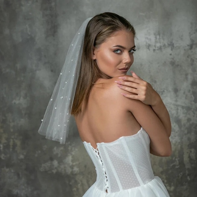Vjenčani veo za djeveruše – mrežasti veo, modni stil za žene, bez kristala