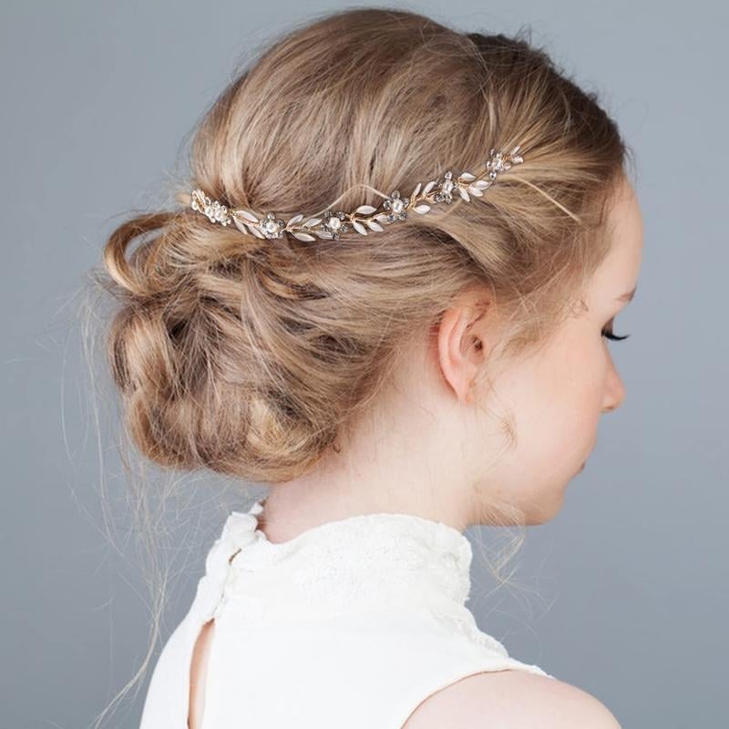 Metalni svadbeni dodatak za kosu s listovim hair vine, prilagodljiv za vjenčanje