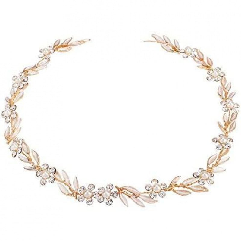 Metalni svadbeni dodatak za kosu s listovim hair vine, prilagodljiv za vjenčanje