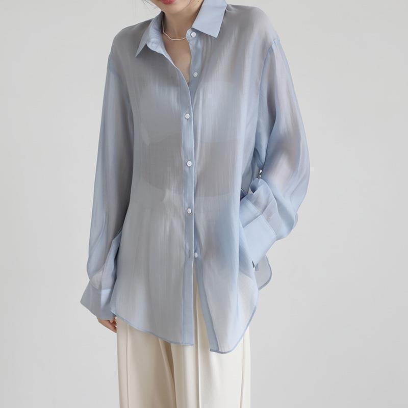 Ženska košulja za zaštitu od sunca s polo ovratnikom, dugi rukavi, cardigan stil, ljeto 2023, postotak glavne tkanine 90–95%