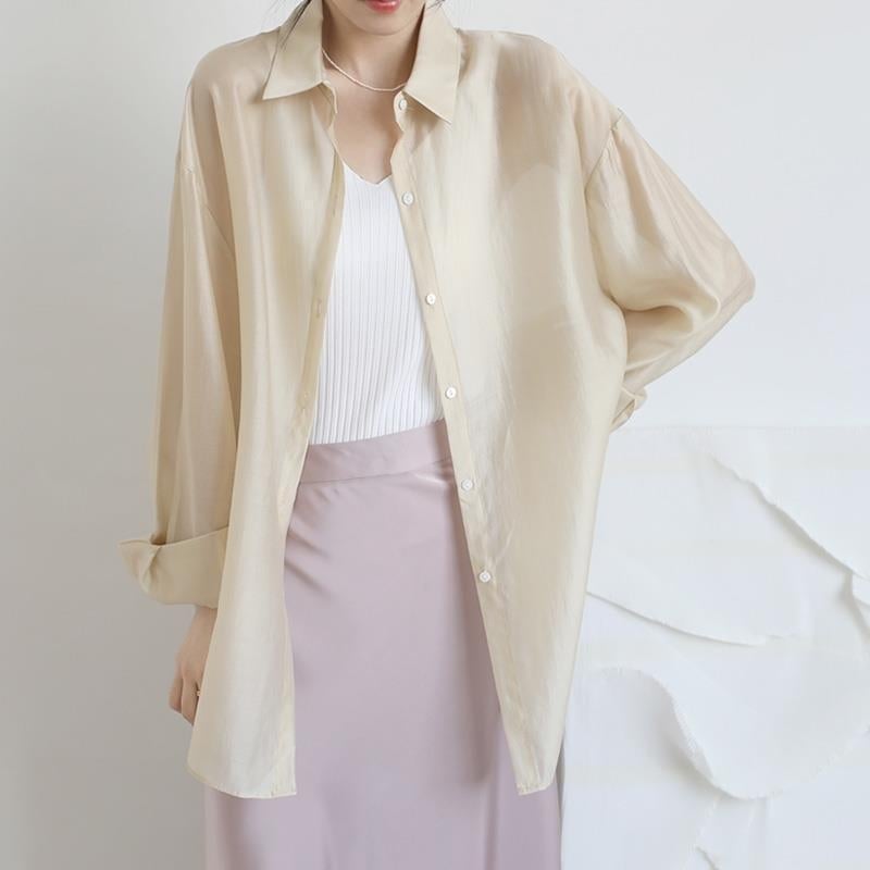 Ženska košulja za zaštitu od sunca s polo ovratnikom, dugi rukavi, cardigan stil, ljeto 2023, postotak glavne tkanine 90–95%