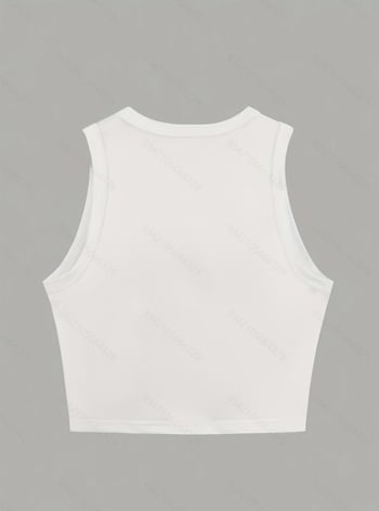 Camisole top s tekstom, tijesni kroj, 90–95% poliester + spandeks, ljeto 2025, za žene