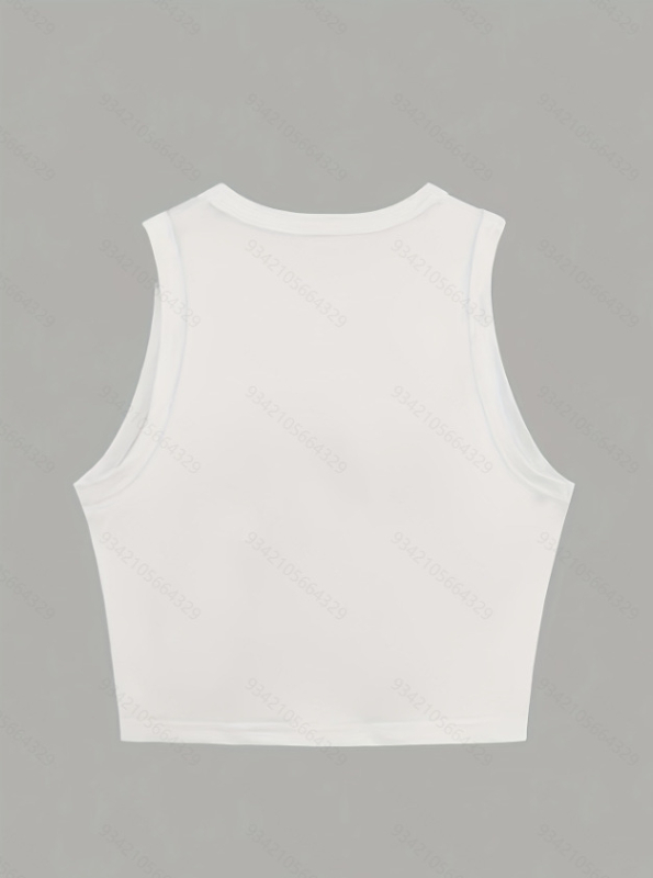Camisole top s tekstom, tijesni kroj, 90–95% poliester + spandeks, ljeto 2025, za žene