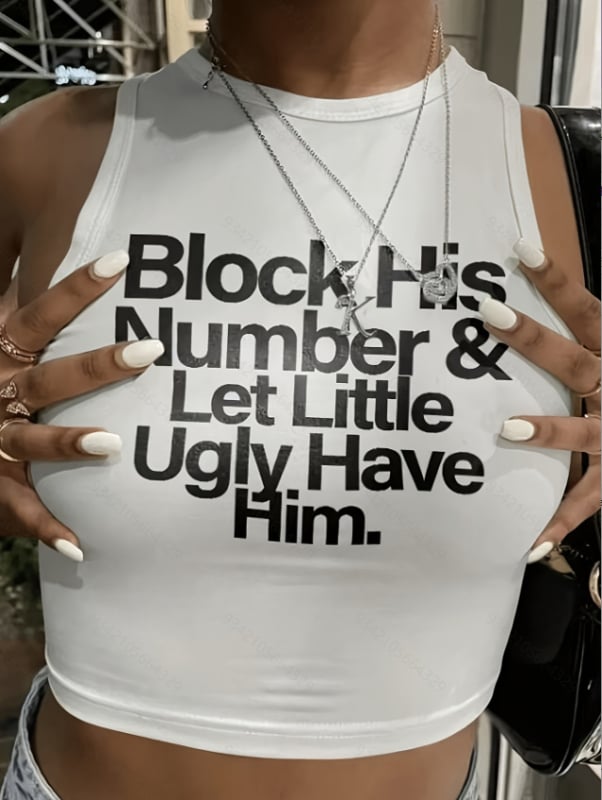 Camisole top s tekstom, tijesni kroj, 90–95% poliester + spandeks, ljeto 2025, za žene