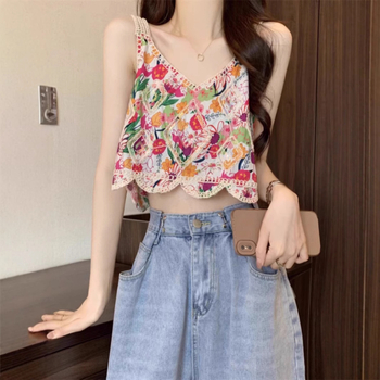 Crochet top s ukrasnim uzorkom – boemski etnički stil, slobodan kroj, dvostruke naramenice, mješavina pamuka 35% / poliester 65%