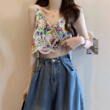 Crochet top s ukrasnim uzorkom – boemski etnički stil, slobodan kroj, dvostruke naramenice, mješavina pamuka 35% / poliester 65%