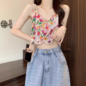 Crochet top s ukrasnim uzorkom – boemski etnički stil, slobodan kroj, dvostruke naramenice, mješavina pamuka 35% / poliester 65%