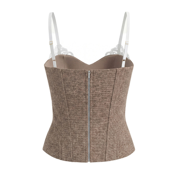 Bustier top uskog kroja bez rukava, podržan struk, akrilni materijal