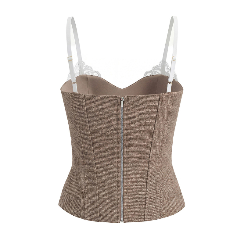 Bustier top uskog kroja bez rukava, podržan struk, akrilni materijal