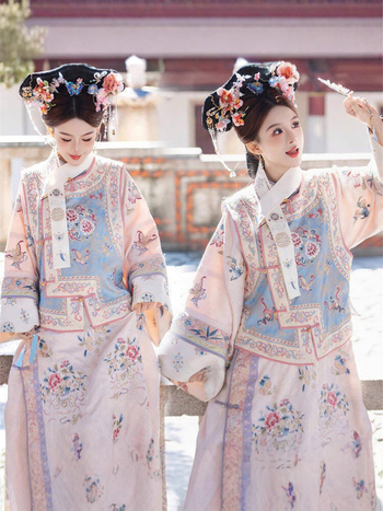 Hanfu από τη δυναστεία Τάνγκ – πλήρες σετ για φωτογράφηση, πολυεστερές με σπαντέξ, τεσσάρων εποχών, φαρδιά μανίκια, χωρίς γιακά, δυναστεία Τάνγκ