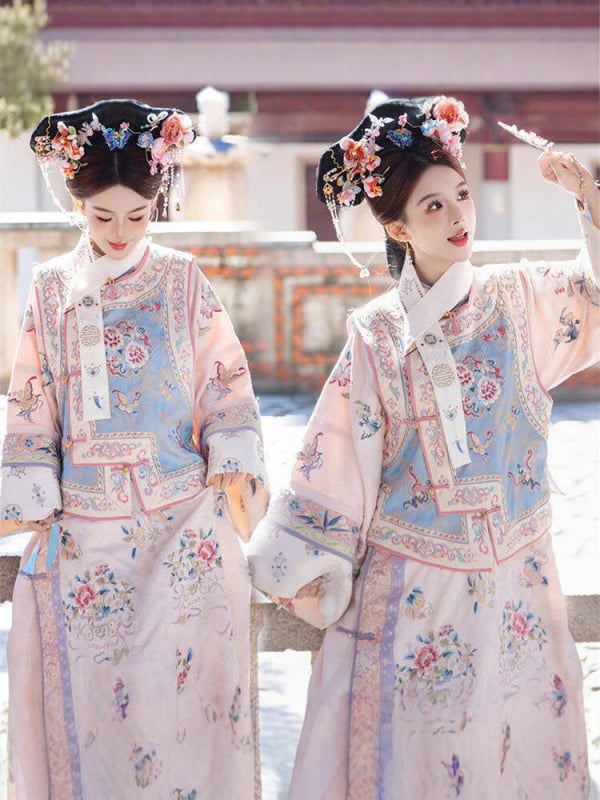 Hanfu από τη δυναστεία Τάνγκ – πλήρες σετ για φωτογράφηση, πολυεστερές με σπαντέξ, τεσσάρων εποχών, φαρδιά μανίκια, χωρίς γιακά, δυναστεία Τάνγκ