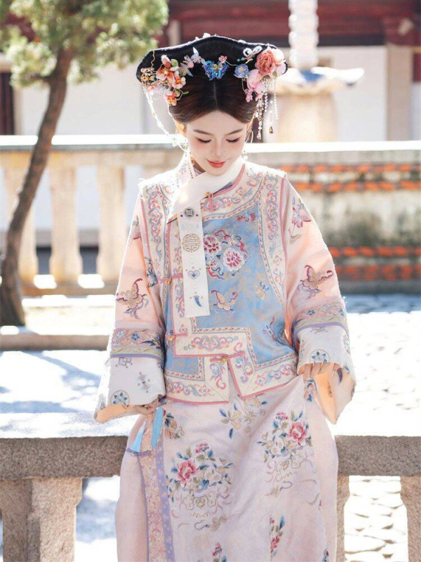 Hanfu από τη δυναστεία Τάνγκ – πλήρες σετ για φωτογράφηση, πολυεστερές με σπαντέξ, τεσσάρων εποχών, φαρδιά μανίκια, χωρίς γιακά, δυναστεία Τάνγκ