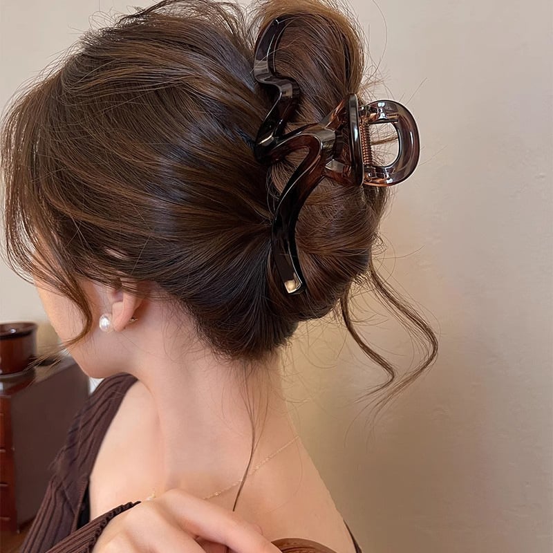 Clips de păr în formă de rechin – clemă de prindere, design în valuri, stil coreean dulce, finisaj vopsire prin coacere, accesorii pentru cap pentru femei