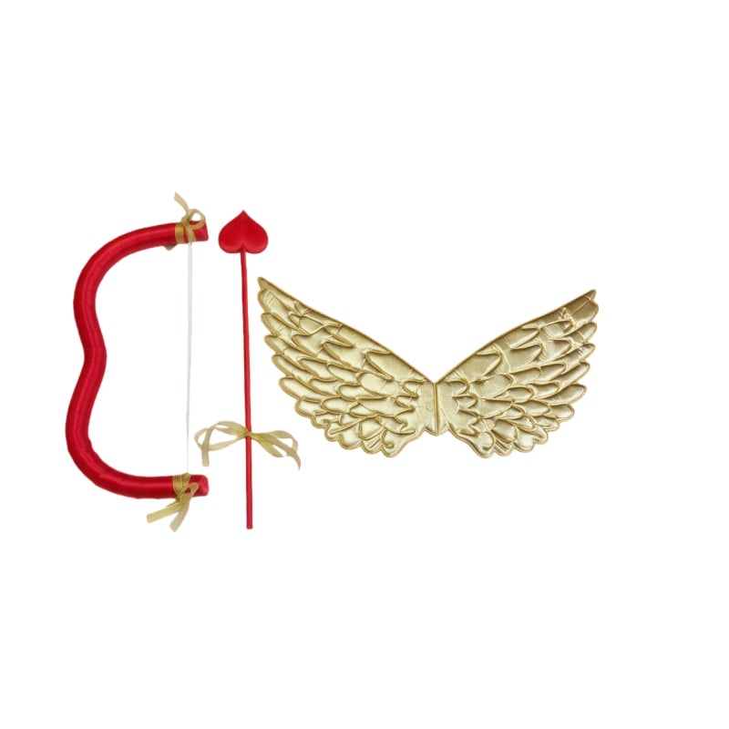 Σετ κοστουμιού Αφροδίτης με φτερά, τόξο και βέλη – αξεσουάρ κοστουμιού; Υλικό: σφυρηλατημένος ζωνίς; Κατασκευή: ημιχειροποίητη και ημι-μηχανοποιημένη; Διαθεσιμότητα προσαρμογής