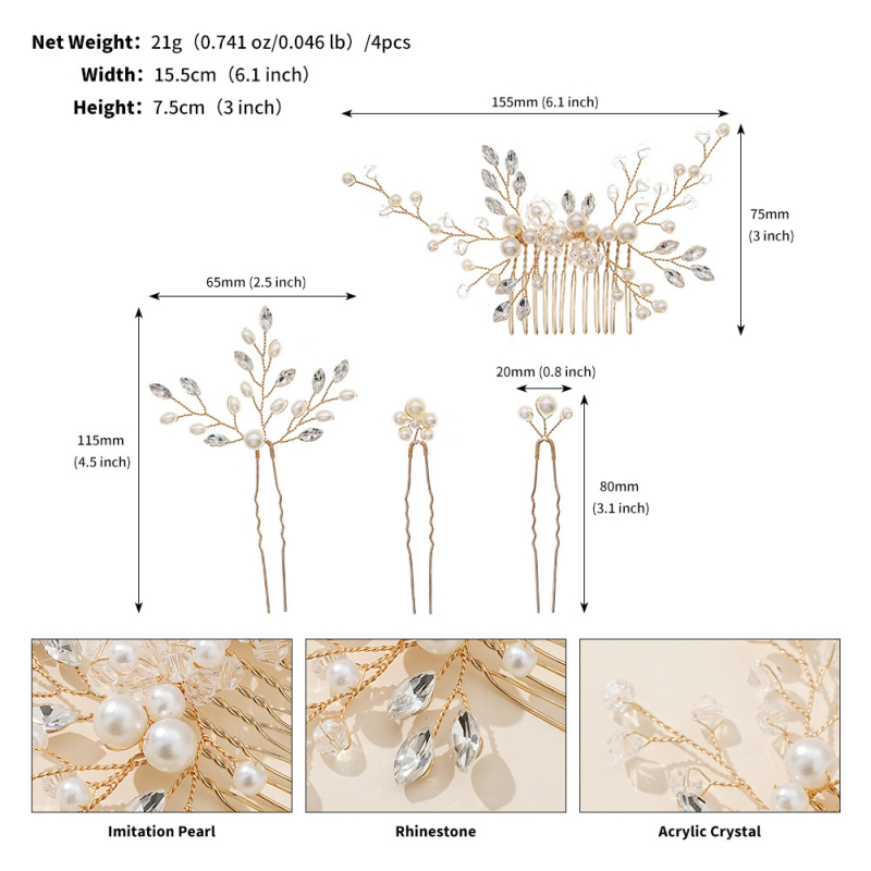 Νυφικό σετ διακόσμησης μαλλιών: λουλουδάτο σχέδιο με στρας και μαργαριτάρια, χειροποίητο, ρετρό γυναικείο στυλ, λευκά κρύσταλλα