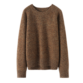 Дамски кашмирен пуловер, свободна кройка, дълги ръкави, без яка, дебел трикотаж, 80-90% кашмир, зимна колекция 2024