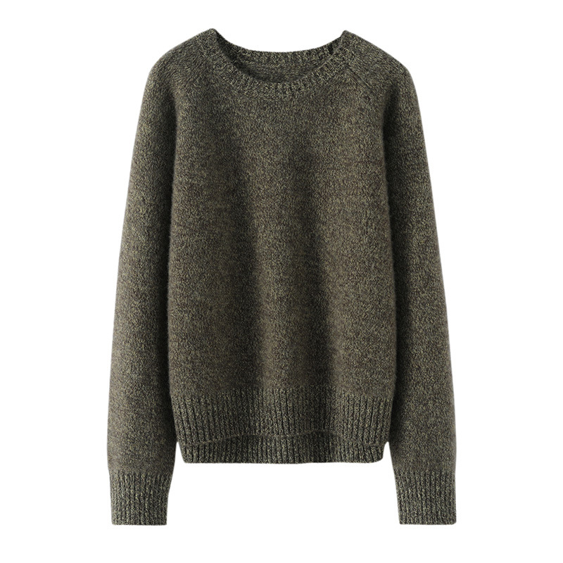 Дамски кашмирен пуловер, свободна кройка, дълги ръкави, без яка, дебел трикотаж, 80-90% кашмир, зимна колекция 2024
