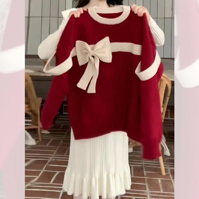 Kötött pulóver viszkózból, kerek nyak, hosszú ujjú, laza szabás, pulóver stílus