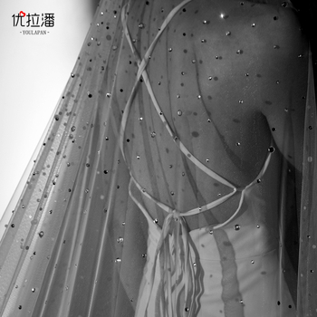 Menyasszonyi fátyol, katolikus stílus, U-alakú, nylonból, hosszú farkával, testreszabás elérhető