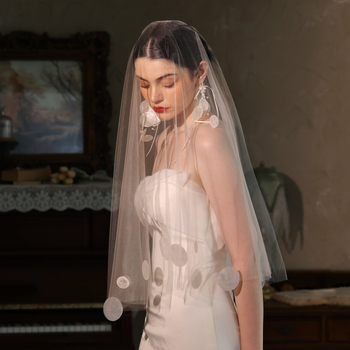 Menyasszonyi fátyol – kagyló alapanyag, francia stílus, Xinmeiji márka, fejfedő kiegészítő, testreszabás elérhető